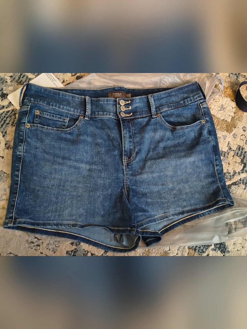 Torrid Feel the Fit Blue Denim High-Rise Jean Shorts
